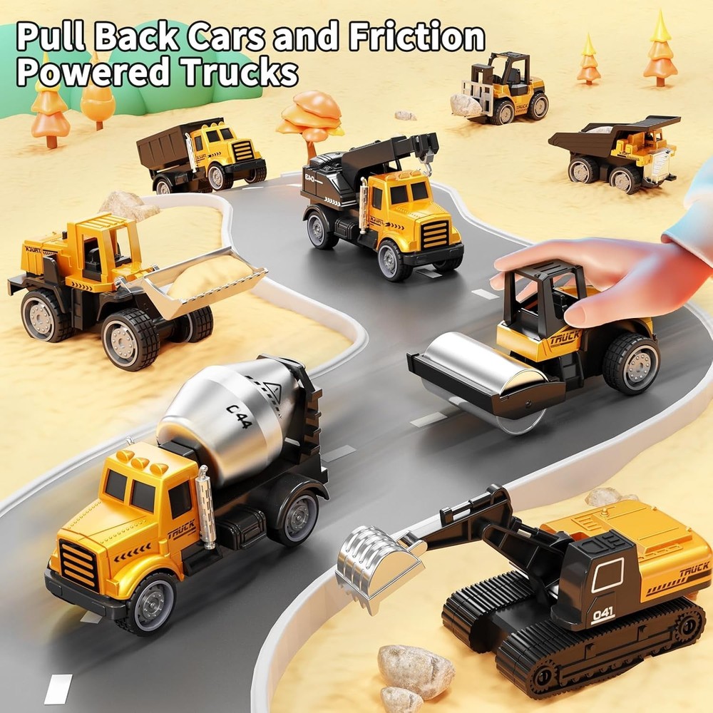 Alloy Mini Construction Vehicles Set – Durable, Educational, Pull-Back Fun fo...