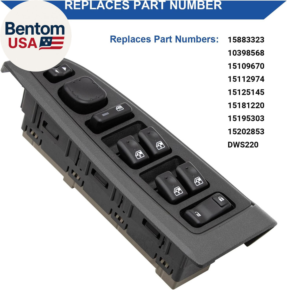 Master Power Window Switch Control Button & Bezel Compatible with 2003-2007 Chev