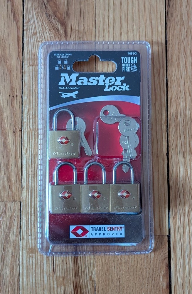 Master Lock 4683Q 4-Piece Keyed Padlock Set – TSA Accepted Security Locks