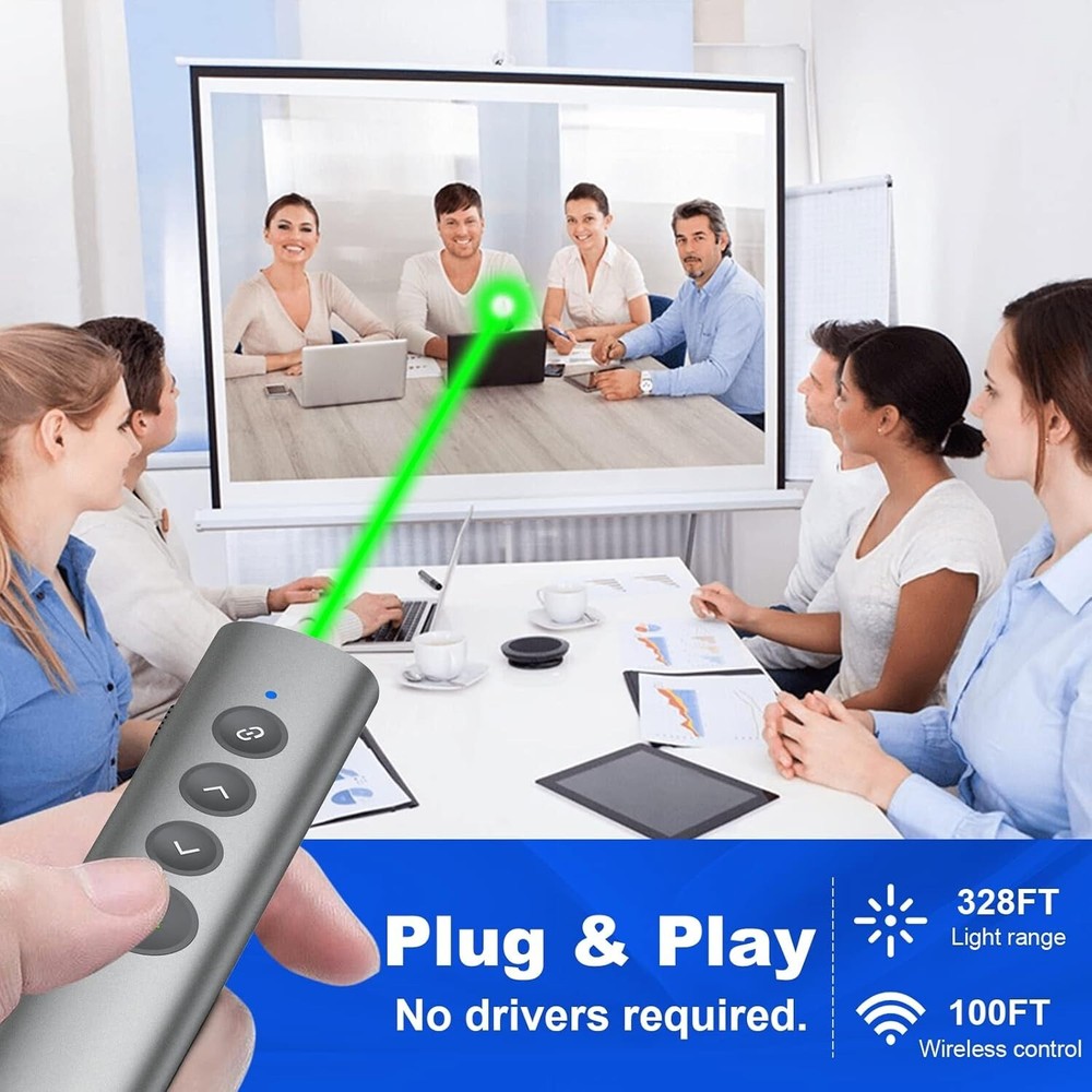 Versatile USB-C Presentation Clicker with Rechargeable Battery and Laser Pointer
