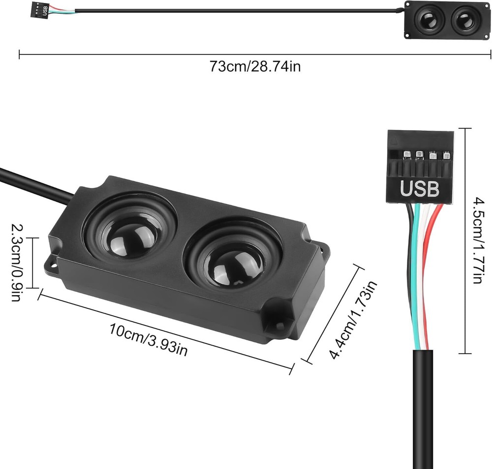 Motherboard 9 Pin USB Computer Stereo Speaker For PC Desktop Internal Hidden DIY
