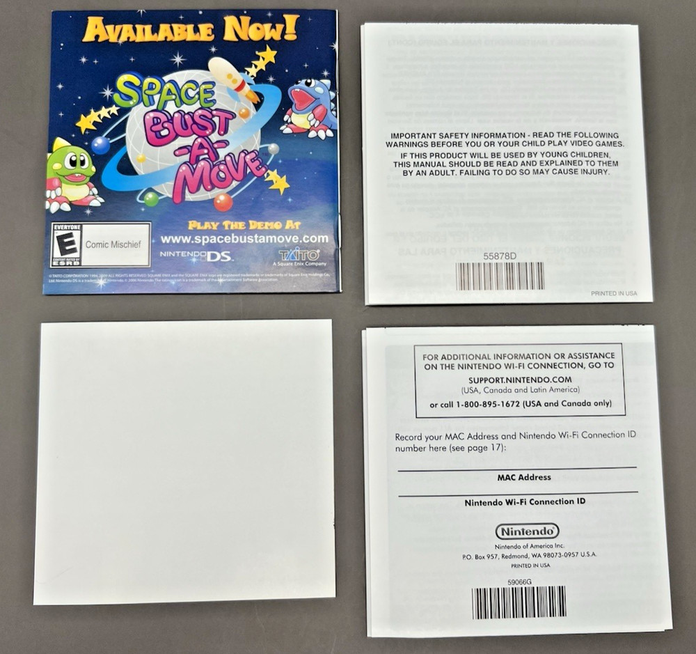 Space Invaders Extreme 2 (Nintendo DS, 2009) Case Manual Insert NO GAME