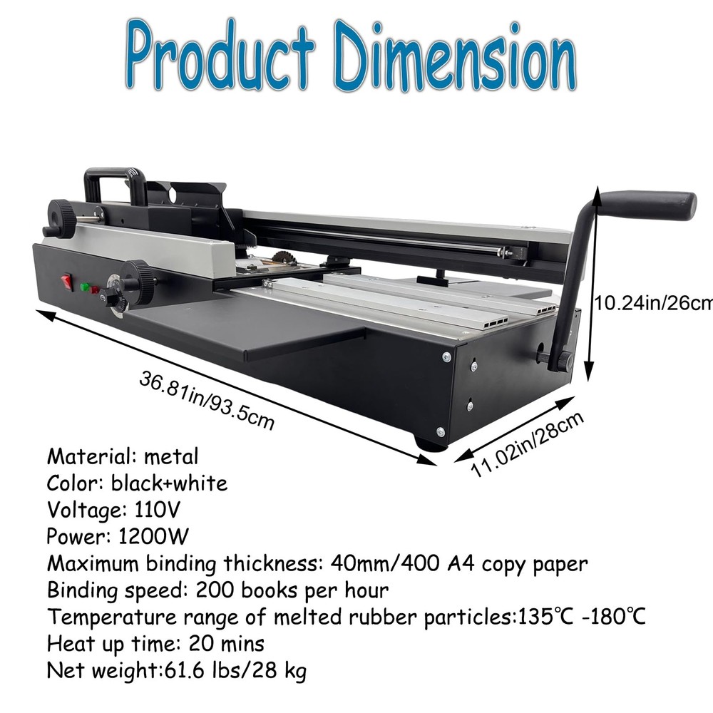 A4 Hot Melt Glue Binding Machine Manual Desktop Book Binder Double Rollers 110V