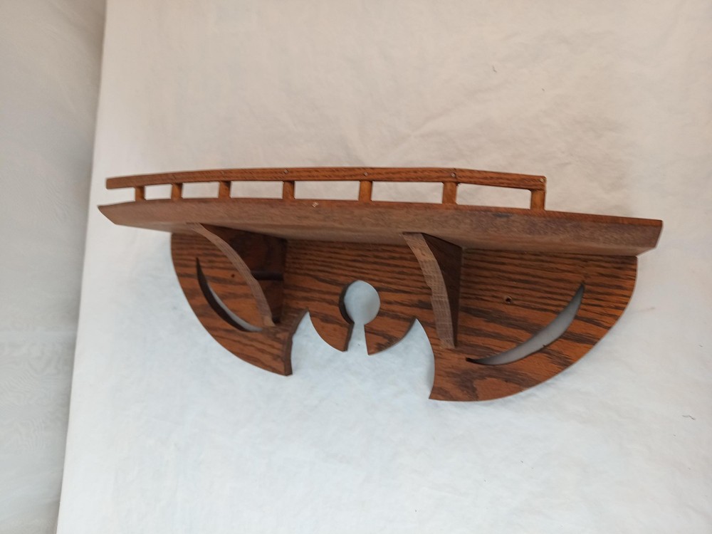Hand Crafted Solid Oak Wood Shelf Vintage 17" Wide
