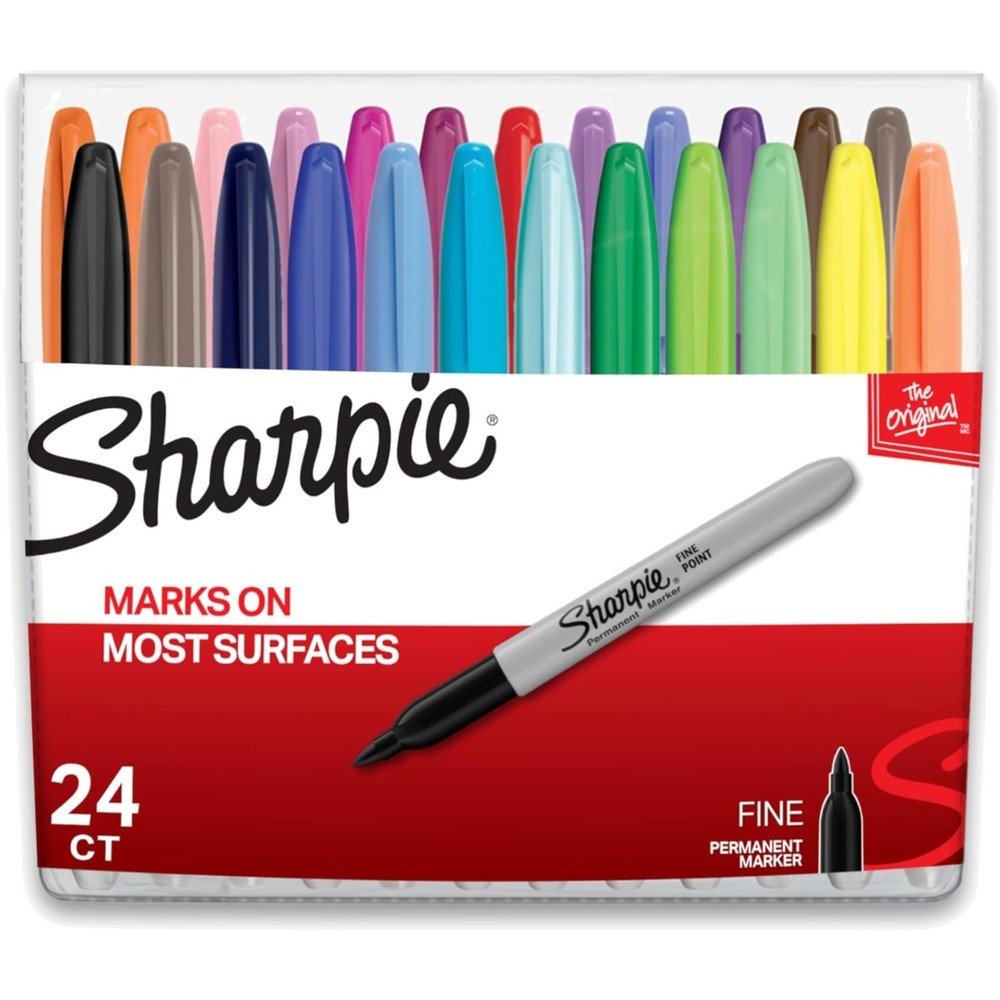 Permanent Markers, Fine Point, Assorted Colors, 24 Count