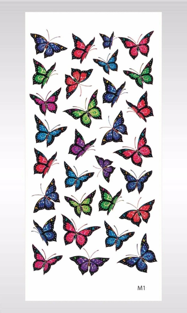 10 sheets Removable butterfly rose temporary tattoo