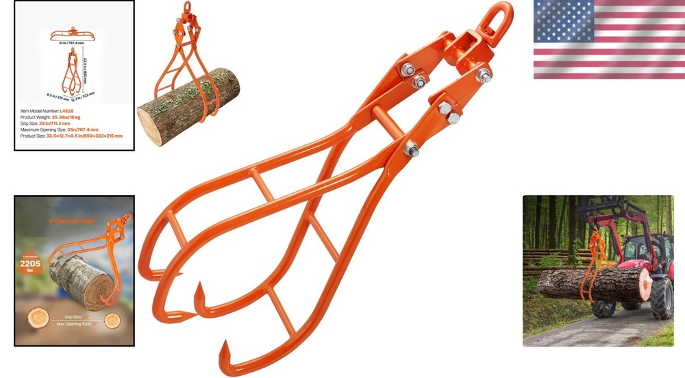 Efficient 28in Log Grapple with Eagle Claws - 2205LBS Capacity for All Vehicles