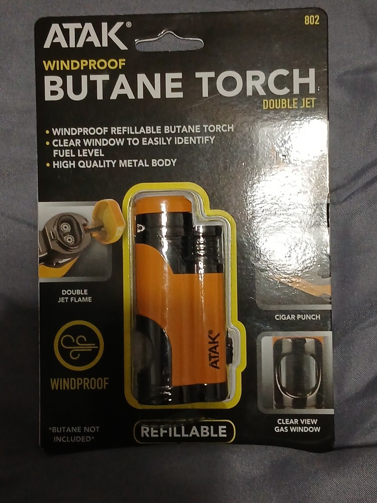 Butane Torch Refilable Windproof Double Jet Flame