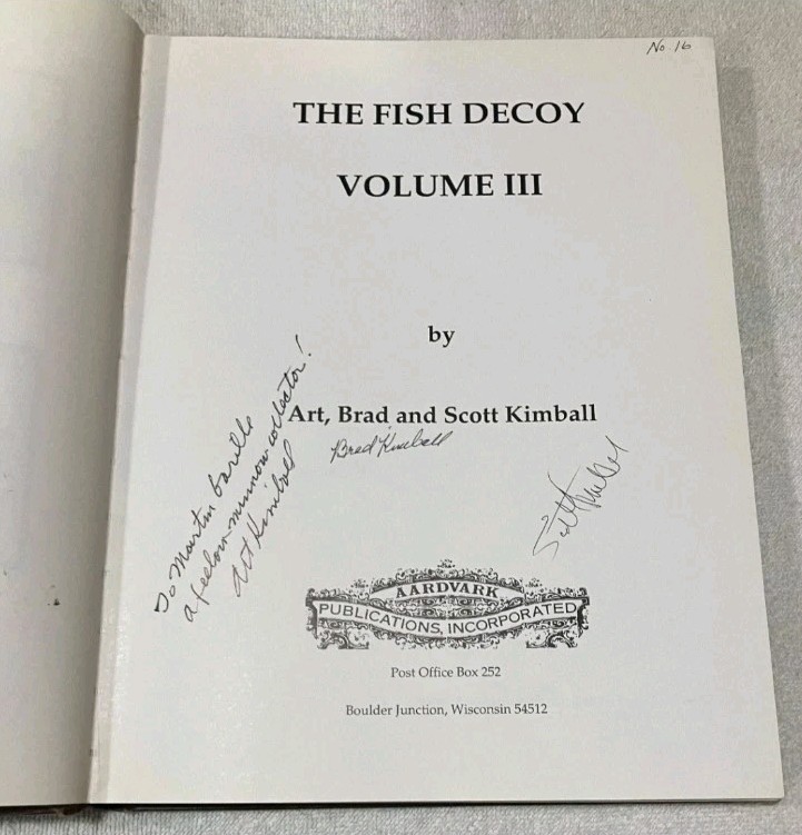 Kimball Ice Fish Decoy Book #3 signed!