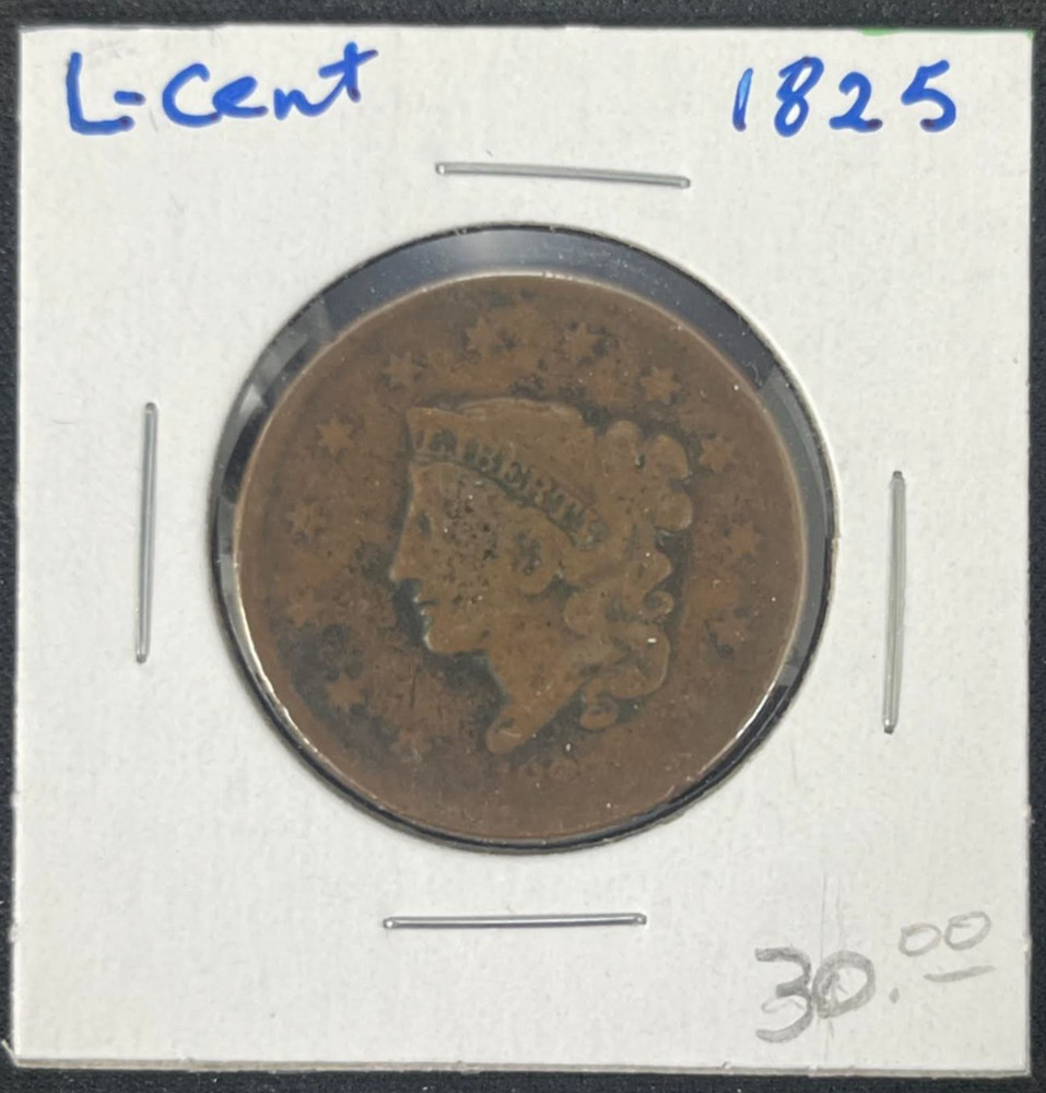 1825 Coronet Head Large Cent Very Good VG