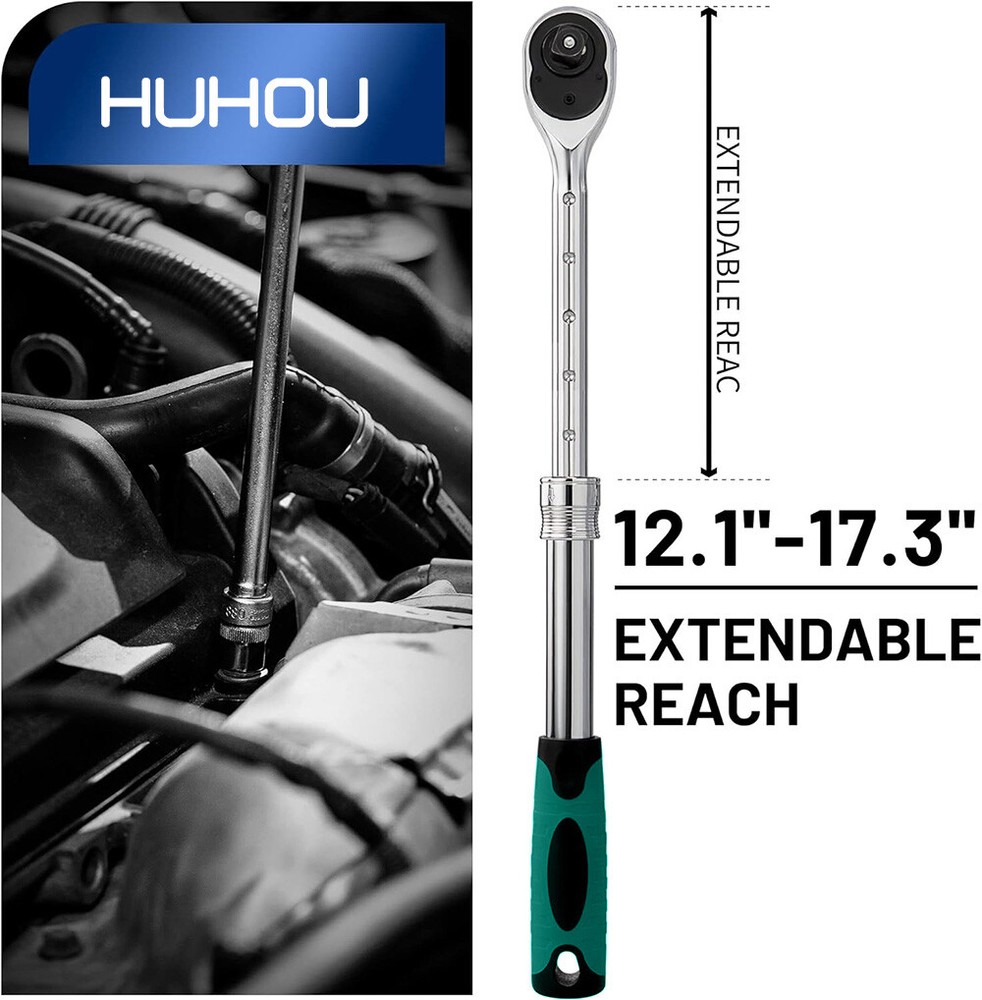 1/2" DR Drive Telescopic Extendable Long Handle Ratchet Socket Wrench 12-18"