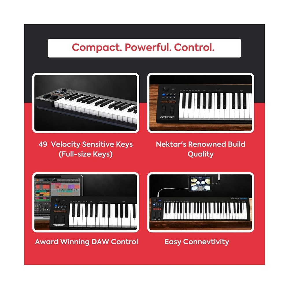 Nektar Impact GX49 | USB MIDI Controller Keyboard with Nektar DAW Integration...