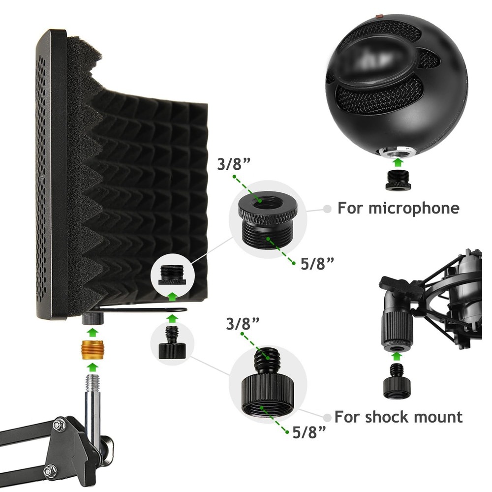 Microphone Isolation Shield, Foldable Mic Sound Absorbing Foam for Condenser ...