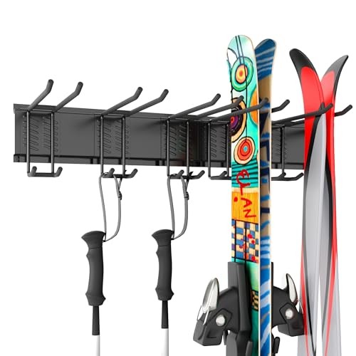 Ski Rack Wall Mount, Ski Holders For Wall, Rack For Garage, Snowboard