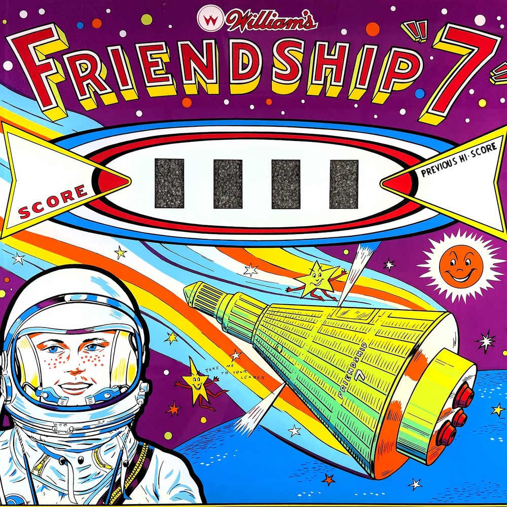 Williams Friendship "7" Pinball Machine Game Backglass NEW`