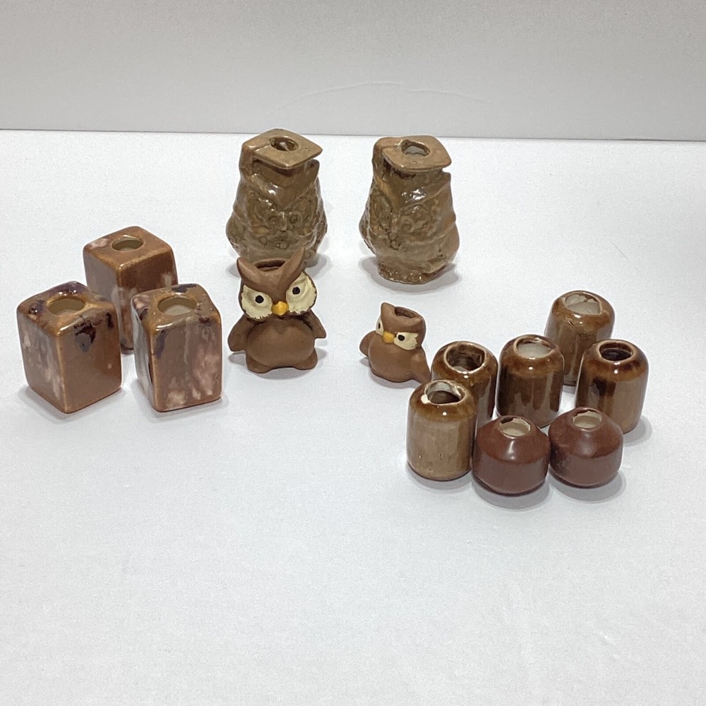 Vintage Macrame Beads Owl Lot Macrame Ceramic Beads