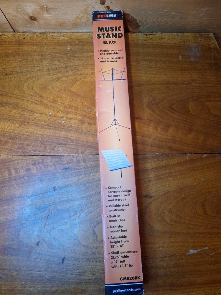 Proline Sheet Music Stand GMS-20 Black, Foldable, Compact, NEW