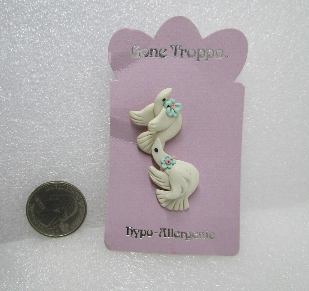 Gone Troppo Handcrafted Clay White Doves Earrings