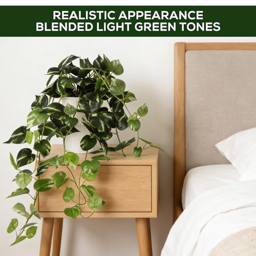 Artificial Pothos,Simulated Philodendron, Artificial Green Plants, White Green