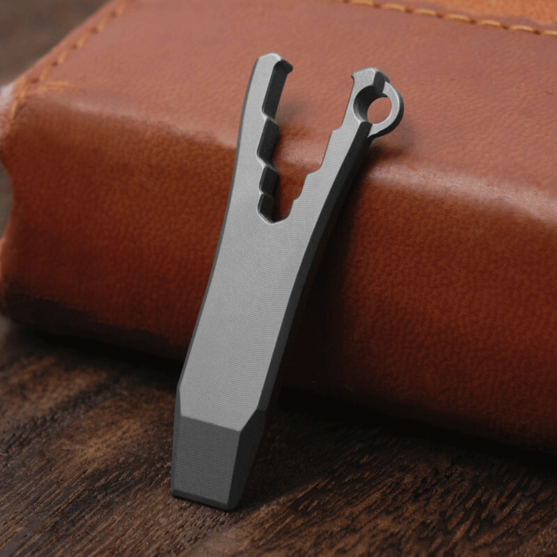 Mini Titanium Keychain Multi Tools Pry Bar EDC Crowbar Bottle Opener Wrench Tool