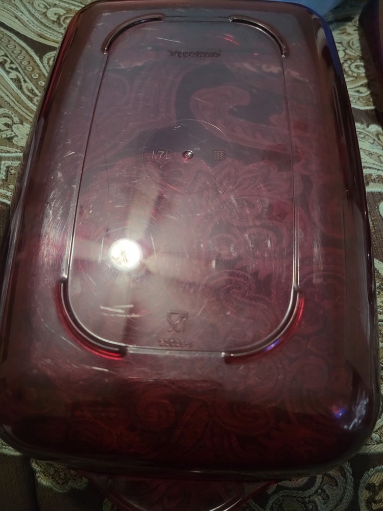 Tupperware 1.7L Acrylic Microwave Cooker Dish 2 Piece Ruby Cranberry Red 2303B