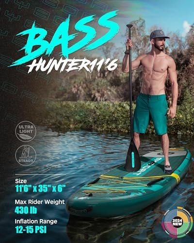 11'6"×34"×6" Extra Wide Inflatable Paddle Board, Stand Up green basic version