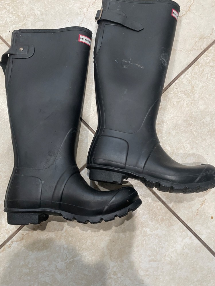 HUNTER WOMEN'S ORIGINAL TALL RAIN BOOT BLACK SIZE 6