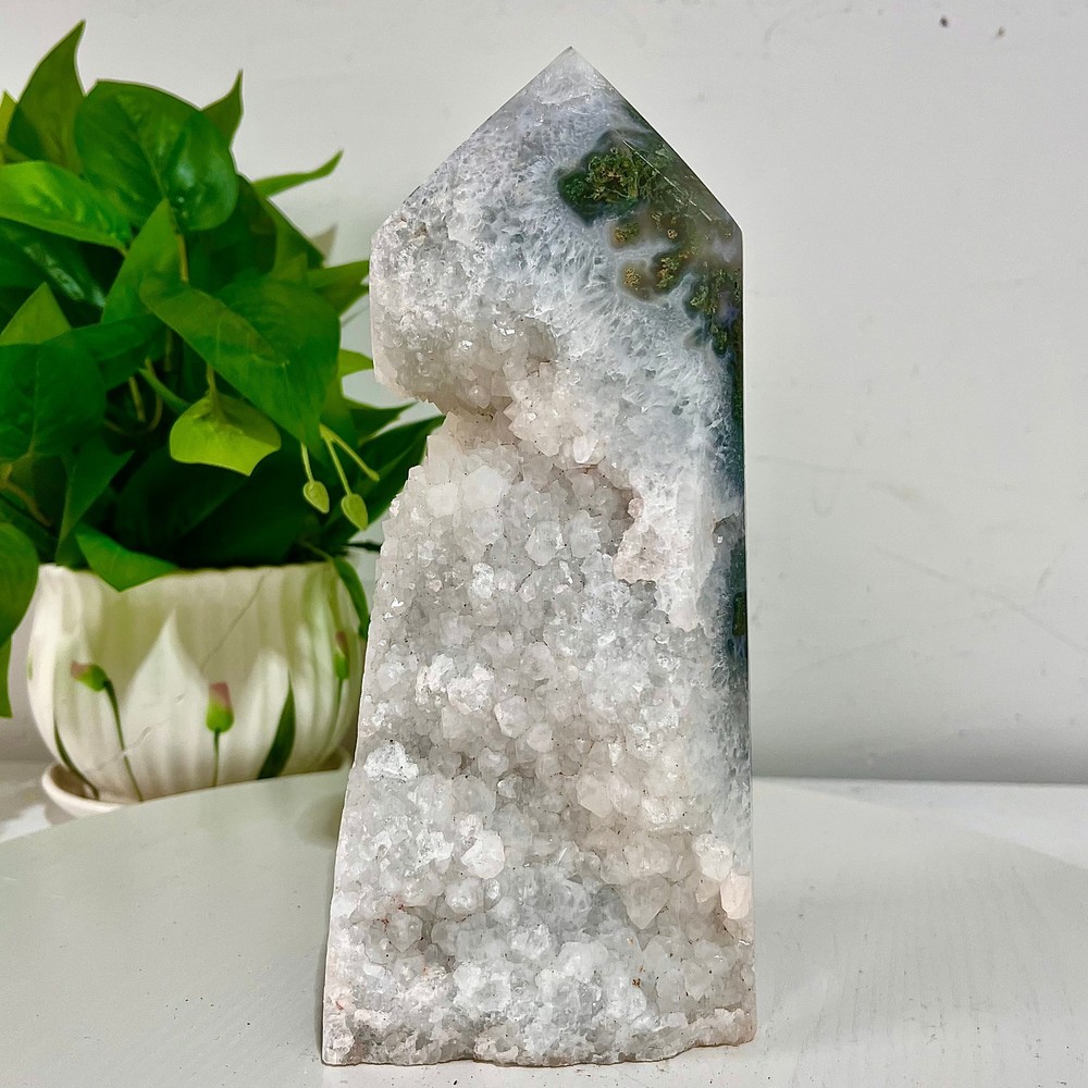 3.54LB Water grass agate wide column obelisk sample column
