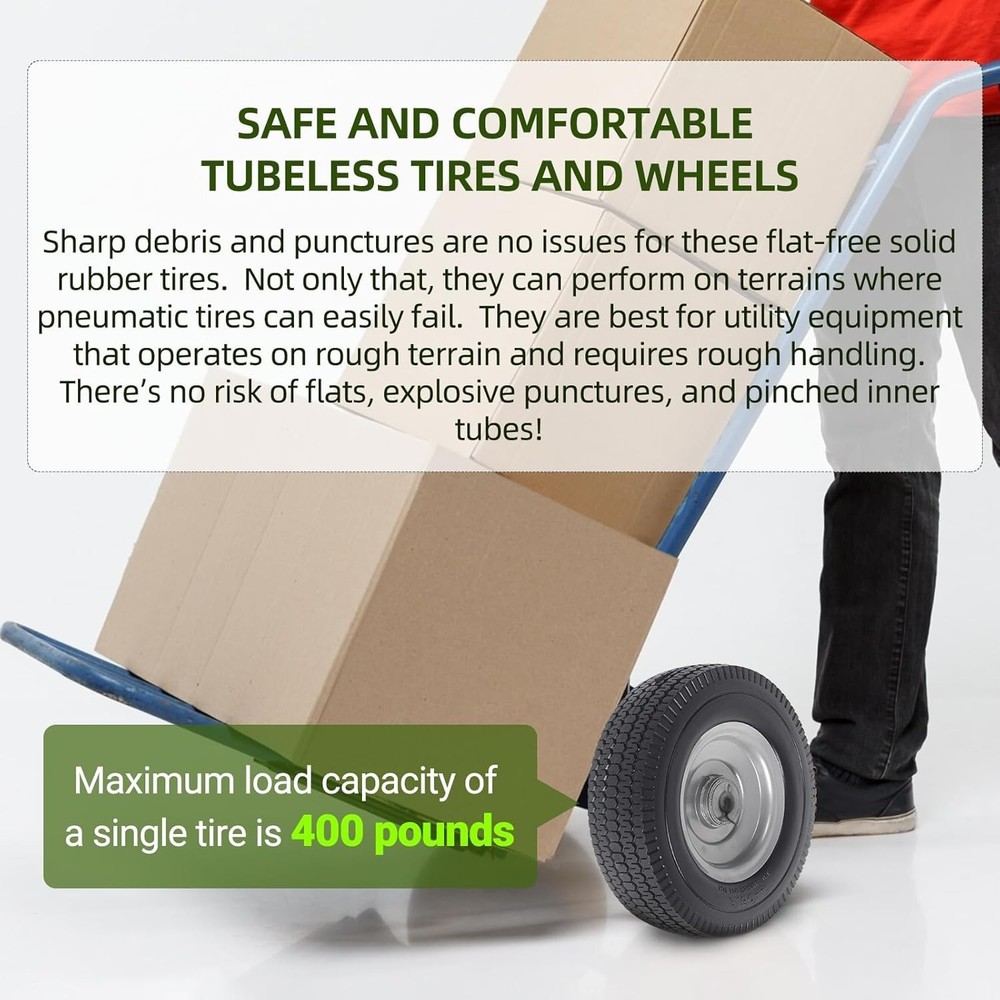 2-Pack 8-Inch Flat-Free Tire Replacement – Heavy-Duty Solid Wheel Assemblies