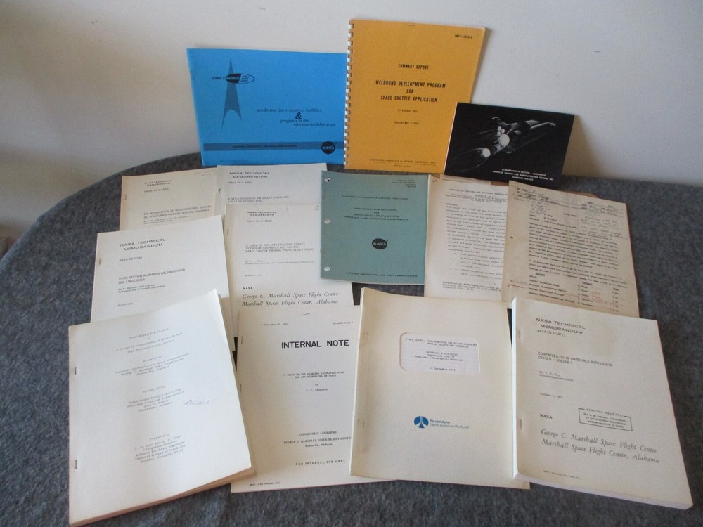 NASA MSFC/ROCKETDYNE/LOCKHEED SPACE SHUTTLE & SRB MATERIALS REPORTS 1970s