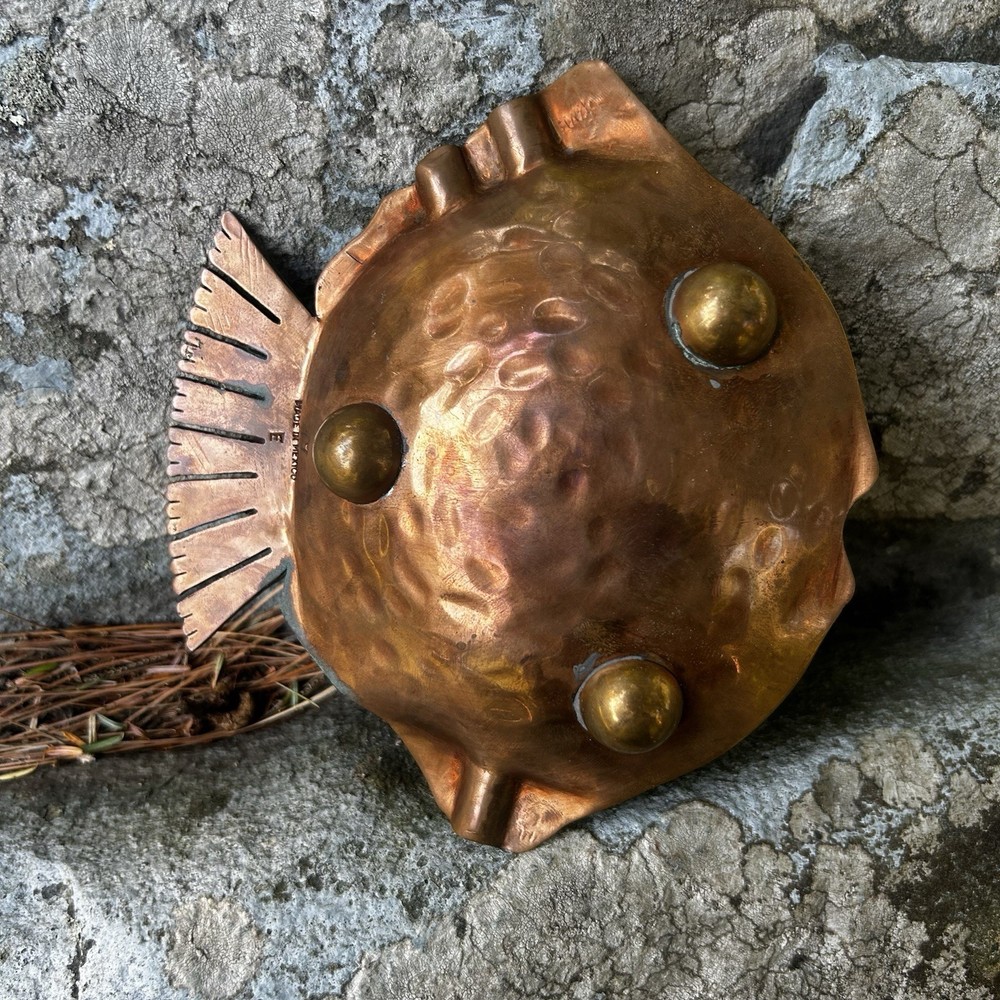 Hand Made Mexican Mixed Metals Ashtray - Art Deco - E.CABELLO