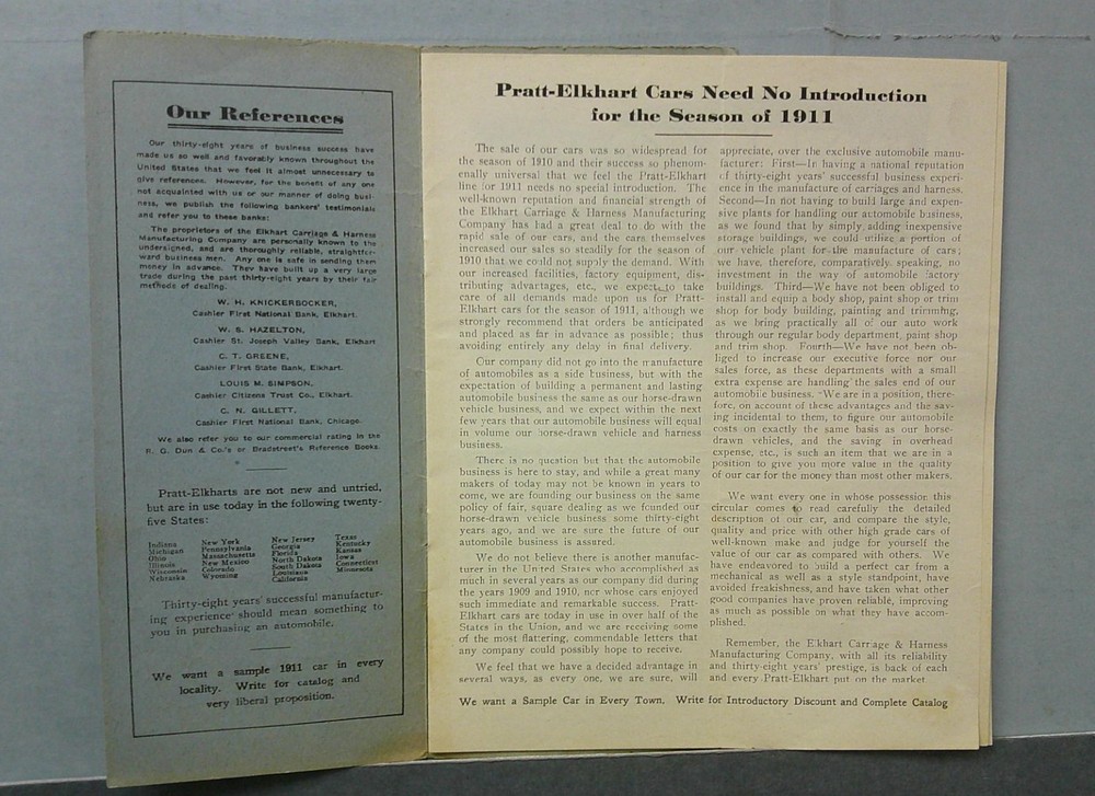 1911 Pratt-Elkhart Sales Catalog
