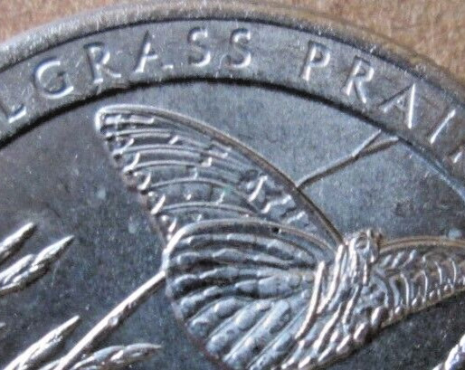 2020-P KS ATB "TALL GRASS" REVERSE INTERIOR DIE BREAK ERROR, AU, CIRCULATED