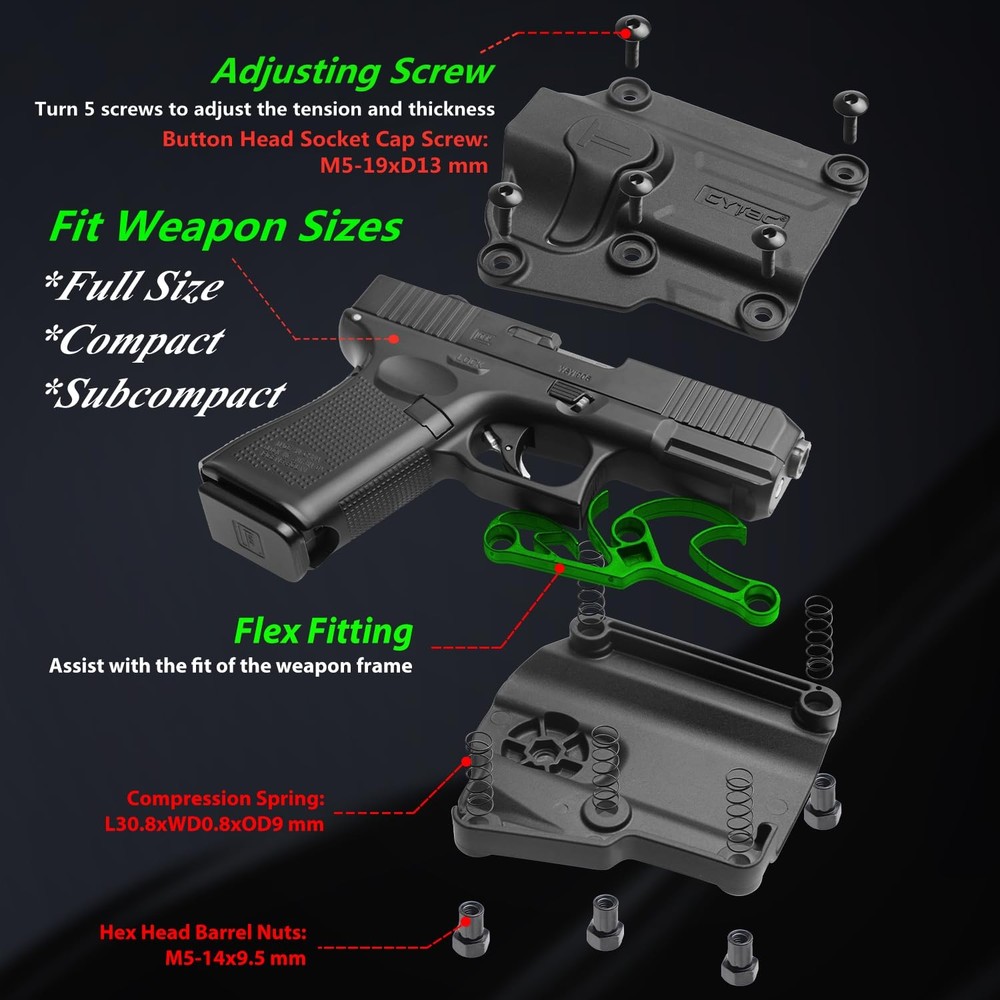 Mega-Fit Paddle Holster: Full-Size/Compact Pistols, Trigger Guard Lock, Left Han