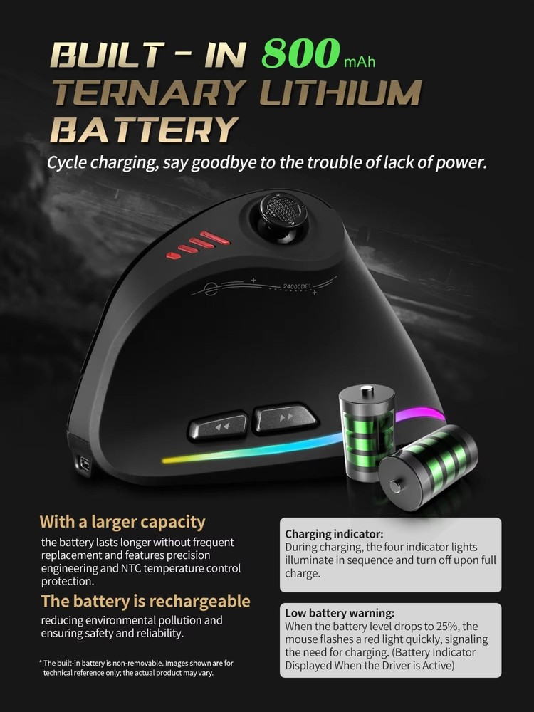 F18 Vertical RGB Silent Wireless Gaming Mouse