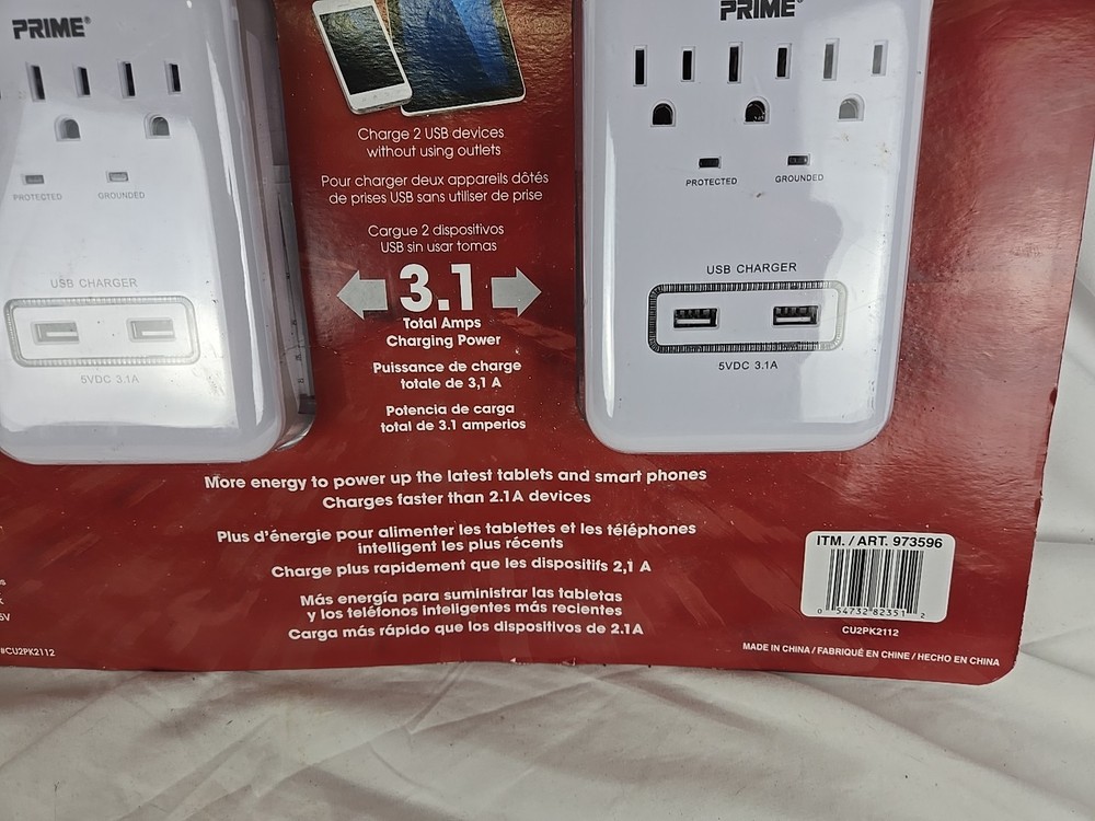 2 PIECE SET PRIME Home And Office Surge Protector Pack