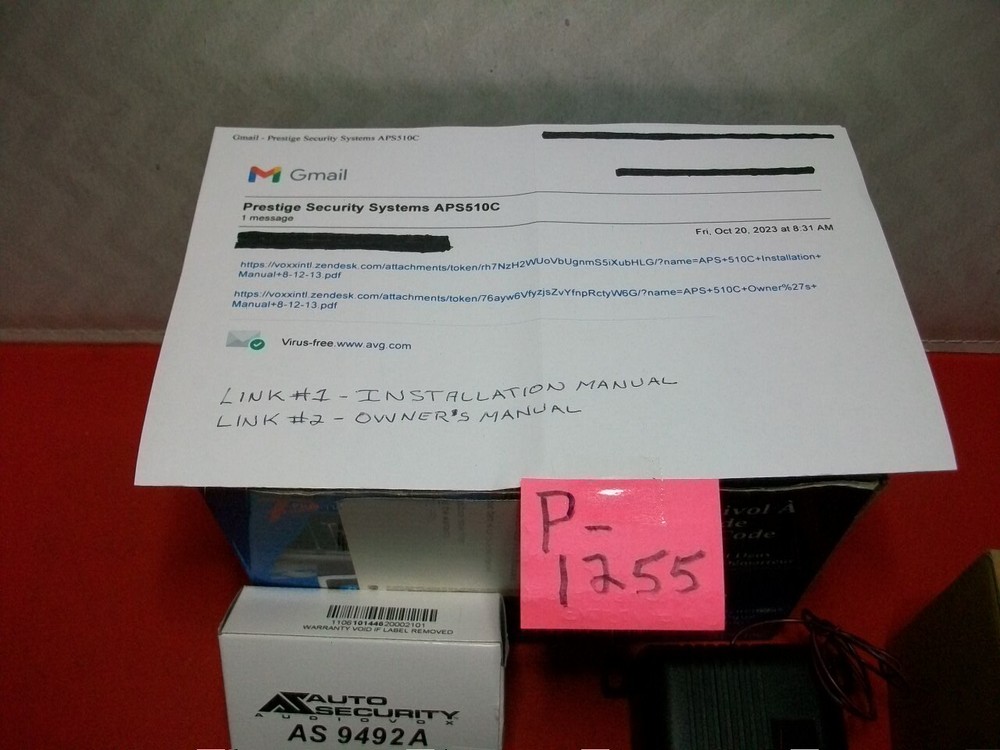 PRESTIGE SECURITY SYSTEMS # APS510C 5 BUTTON CODE HOPPING REMOTE SECURITY SYSTEM