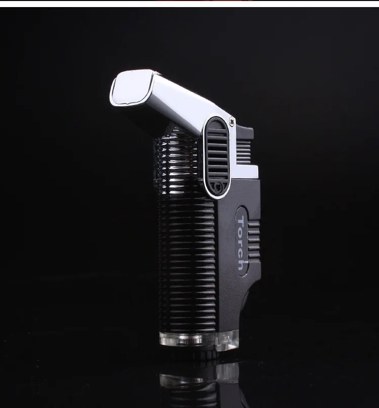 Double Flame Gun Jet Torch Lighter Windproof Cigar BBQ Torch Refillable - BLUE