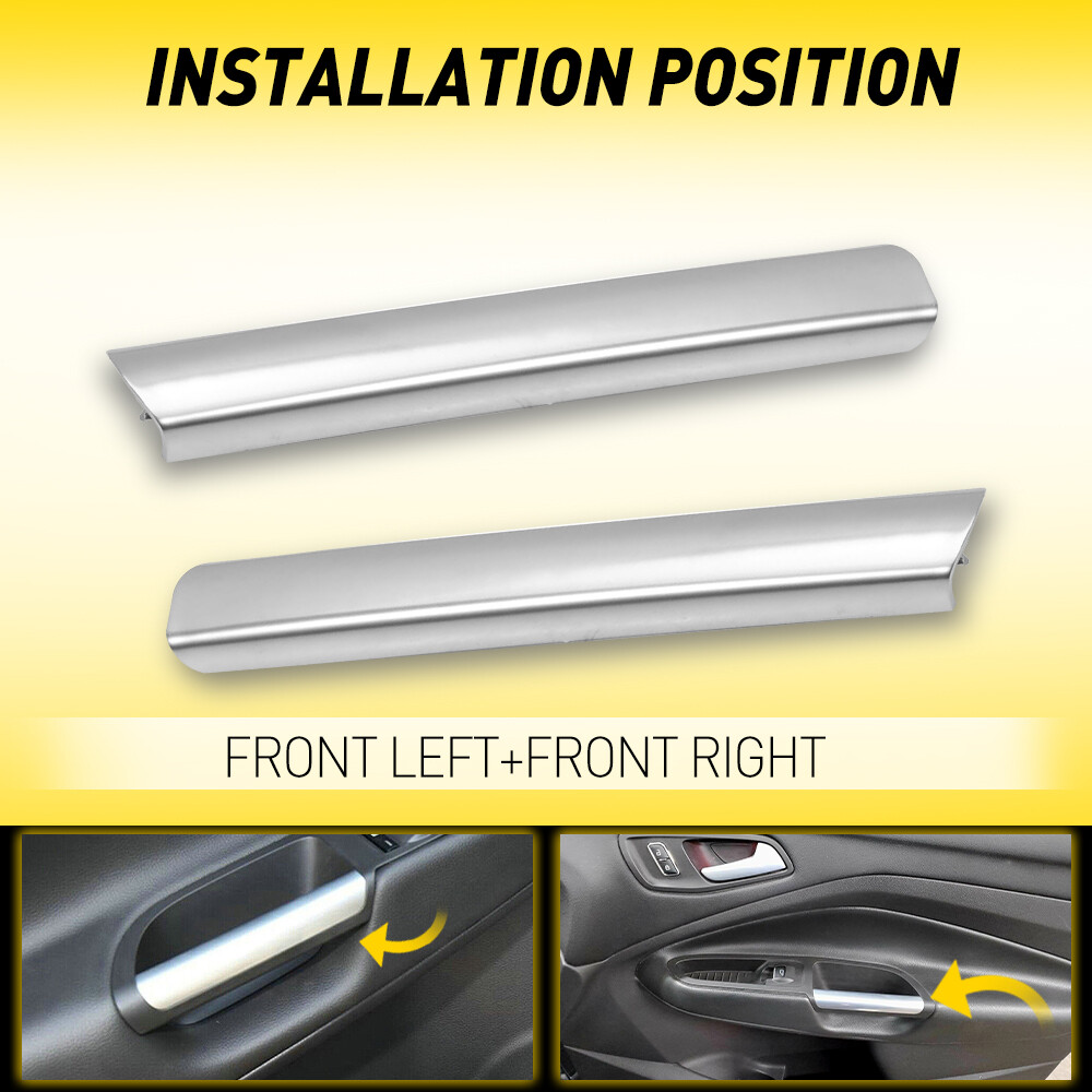 2X Front LH+RH Inner Pull Handle Molding Trim Silver For Ford Escape 2013-2019 O