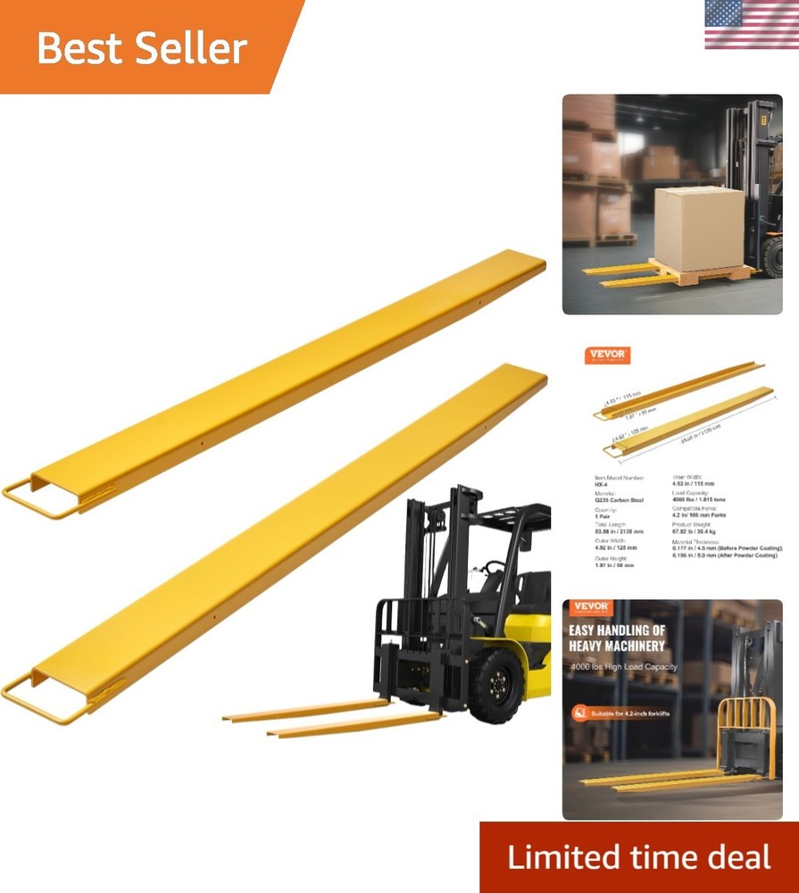 Universal 84" Fork Extensions for Forklifts | Quick Installation & 4.5" Width