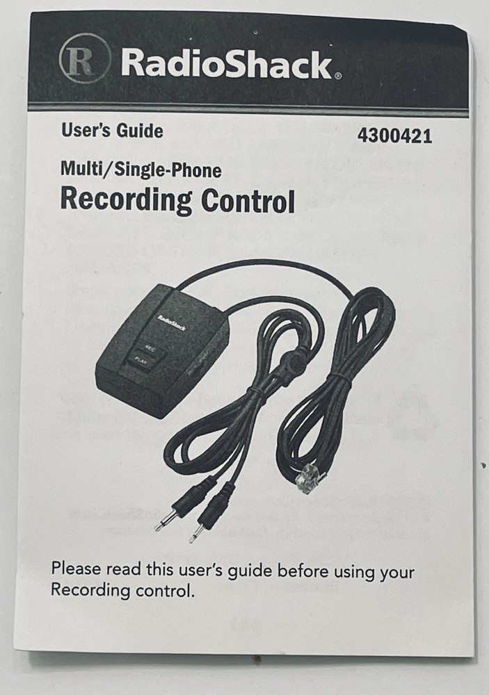 RadioShack Multi/Single Phone Recording Control #4300421