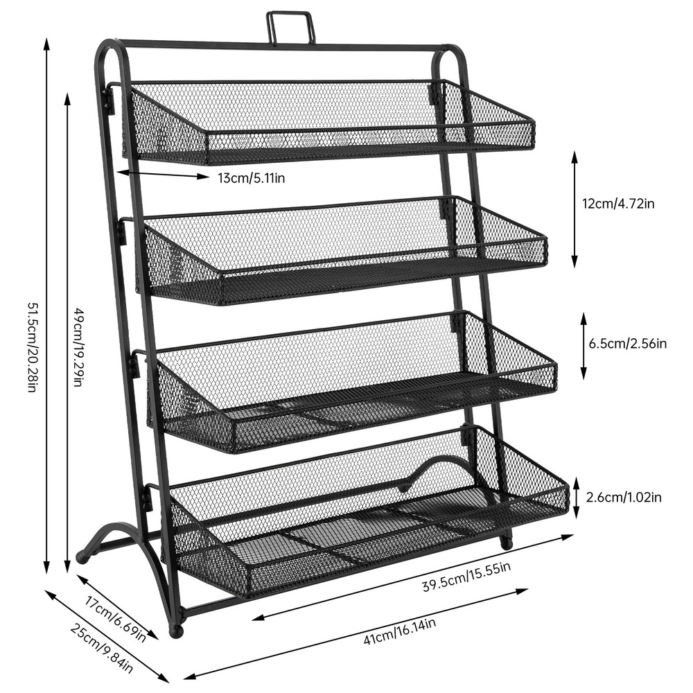 4 Tiers Retail Display Shelf Grocery Snack Rack Storage Stand Store Display Rack