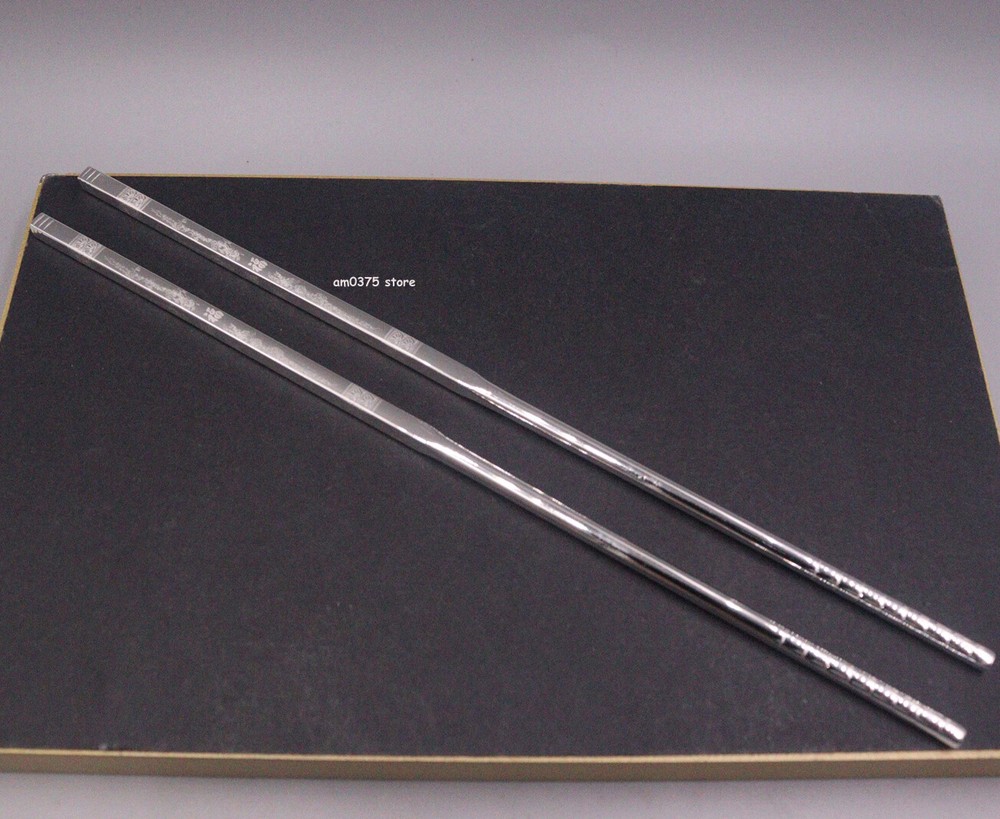 Solid 999 Pure Silver Chopsticks Household Dragon Square Dinnerware 7.87inchL