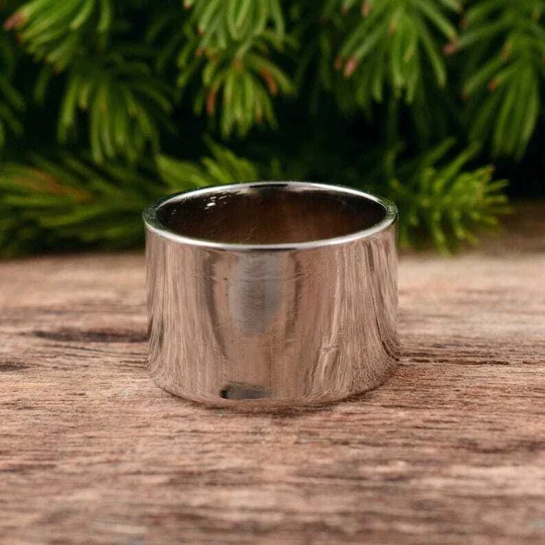 925 Sterling Silver, Solid Silver, Band Ring, Unisex, Wide Cigar Ring