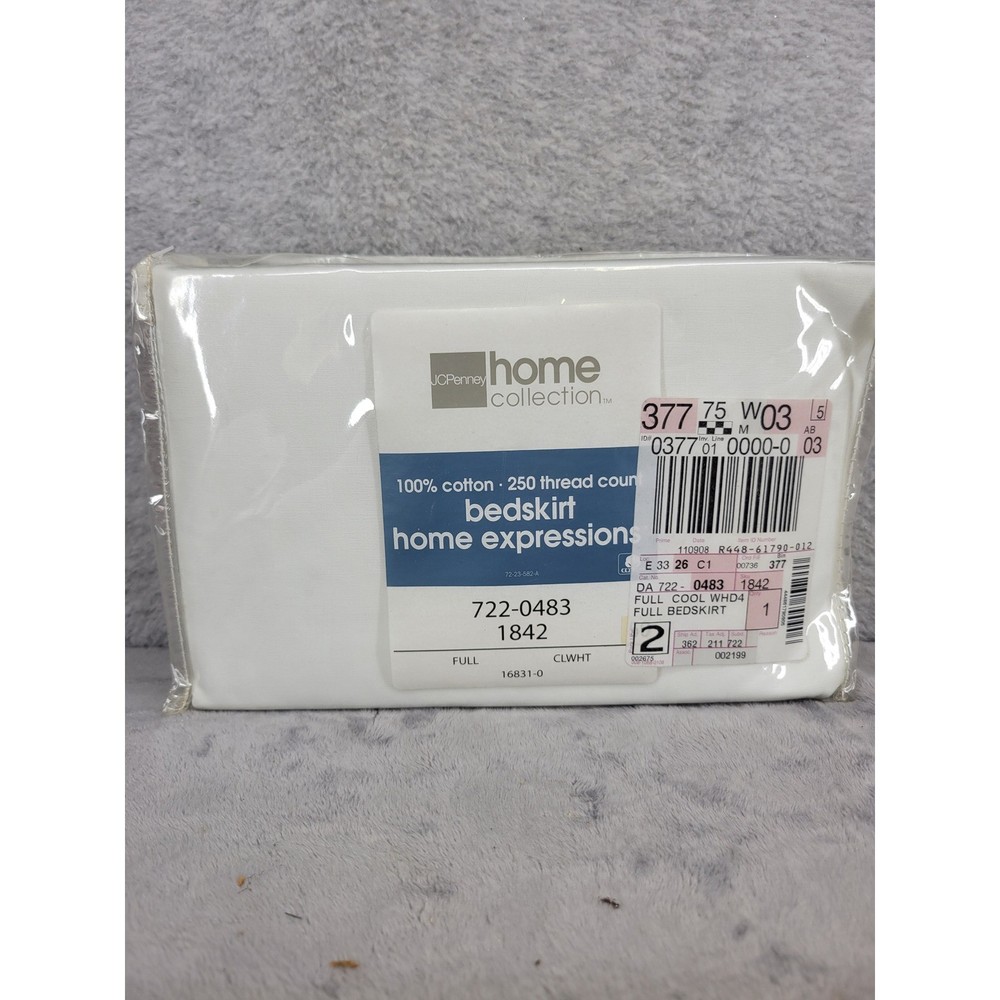 JCPenney Home Collection Full Bed Skirt 100% Cotton 250 Thread Count White