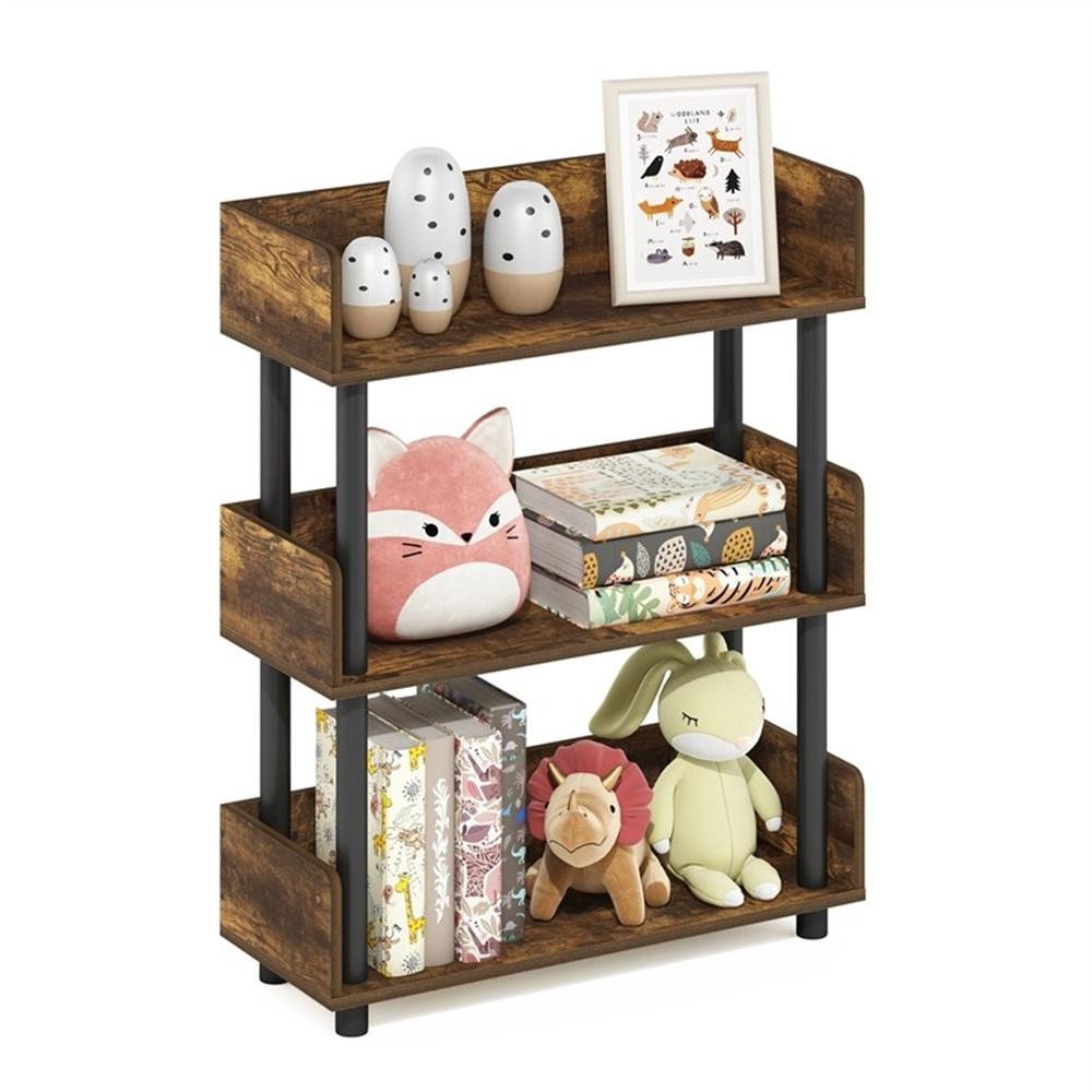 Pemberly Row 3-Tier Freestanding Multipurpose Display in Amber Pine/Black