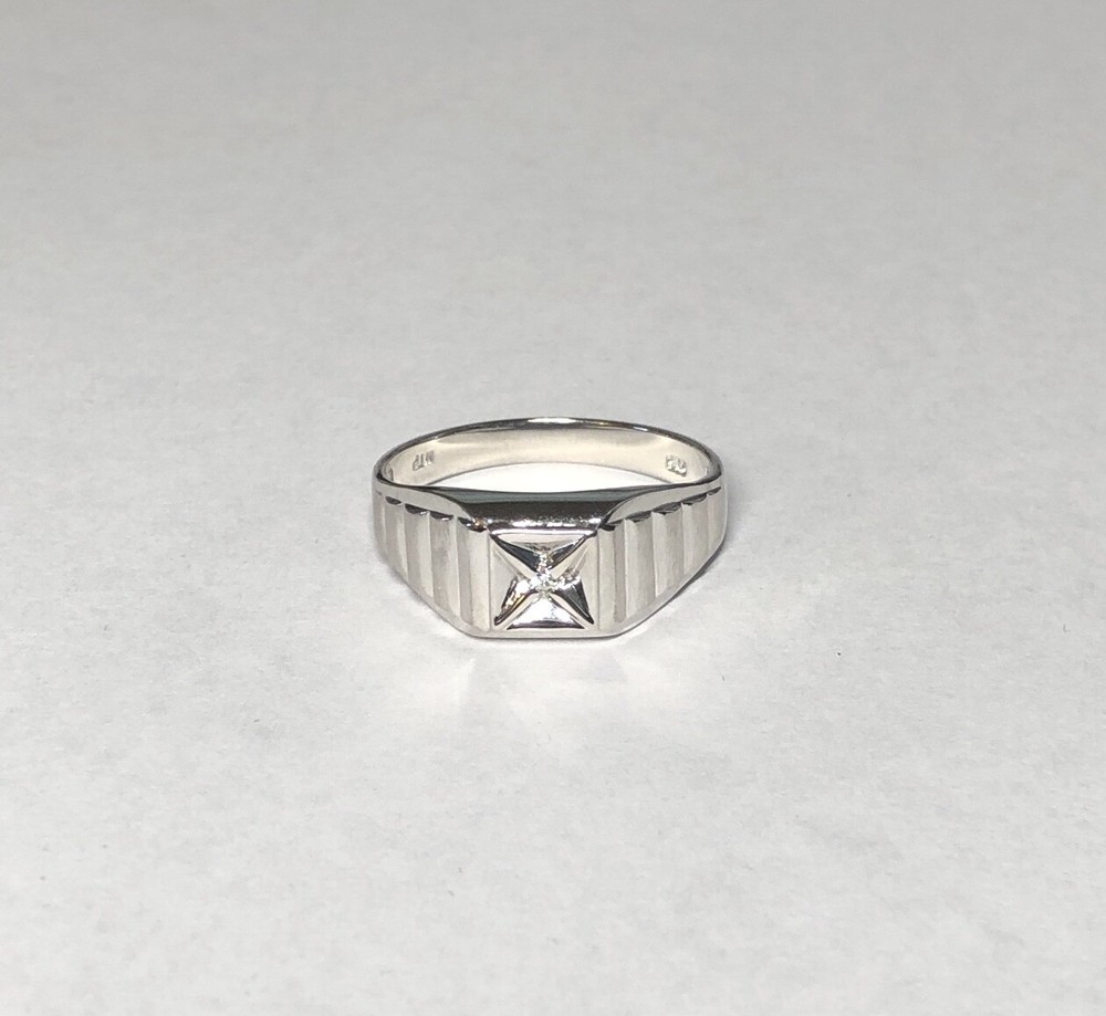 Sterling Silver Genuine Diamond Man's Solitaire Ring