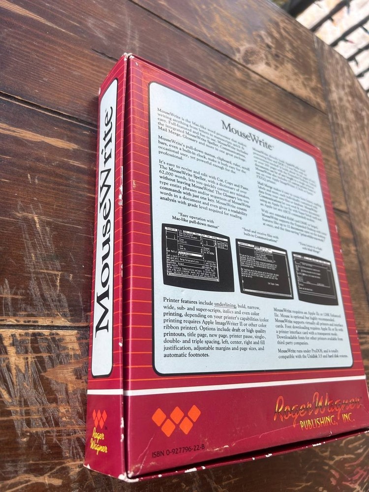 MouseWrite Word Processor Apple II/IIC Box Manuals Disks Roger Wagner