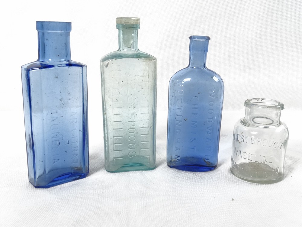 4 x Vintage Blue Tint Apothecary. #4