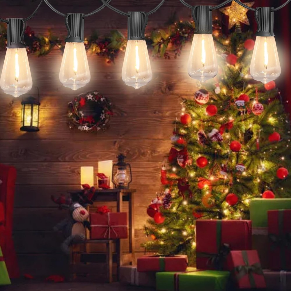 10 Pack ST38 Edison Replacement Bulbs, Warm White LED Clear Bulbs, E12 Base, Ene